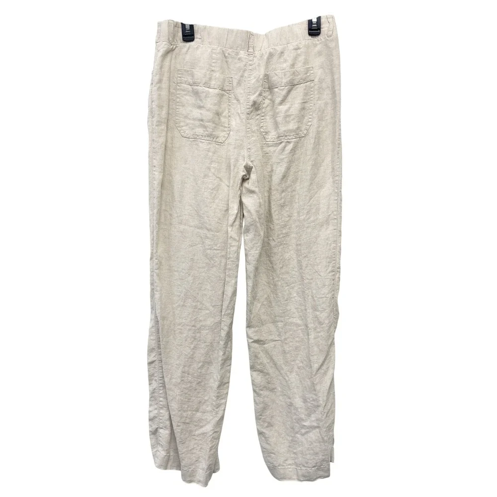 Chico's Women's Beige 100% Linen Straight Leg Pocket Pants‎ Size 0, S